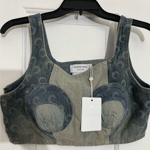 Marine serre denim top
